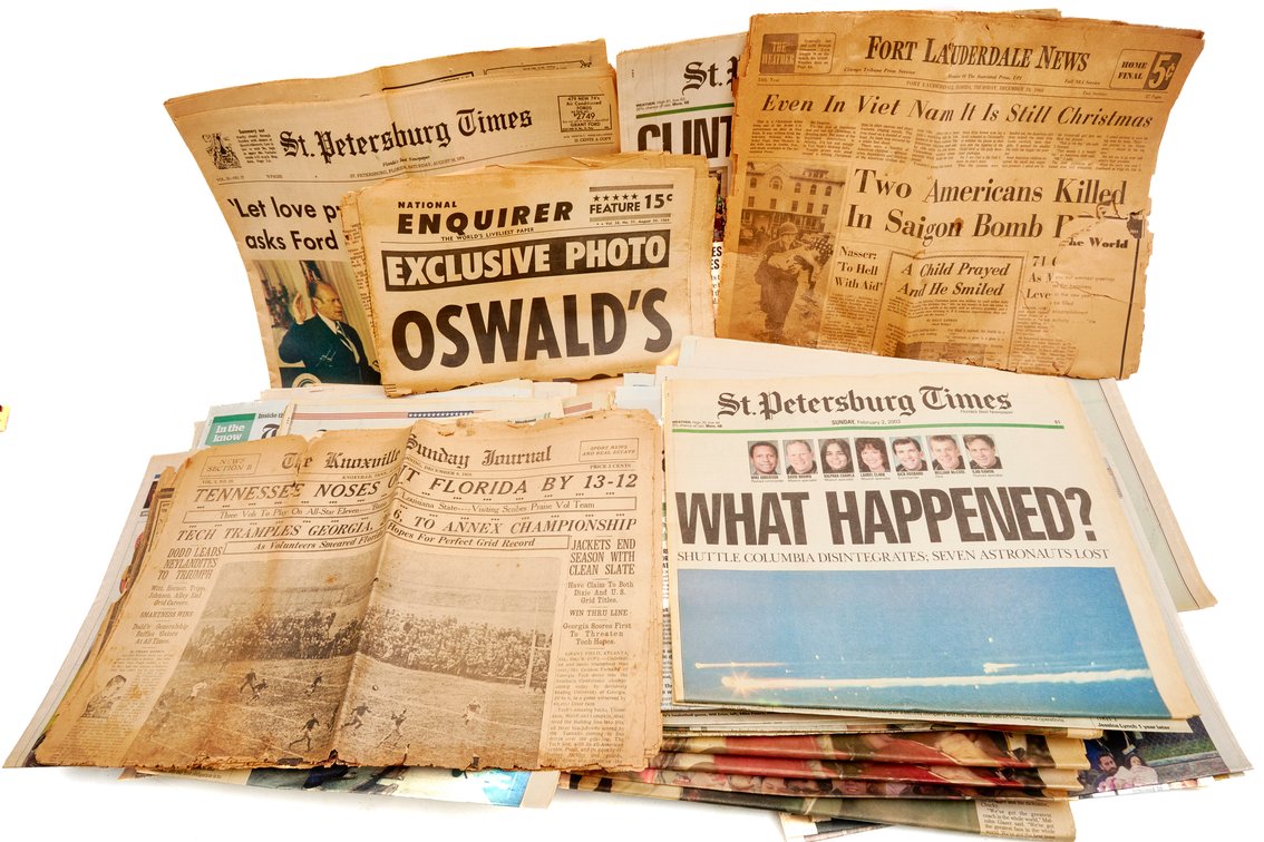 Collection of Front Pages & Vintage Newspapers
