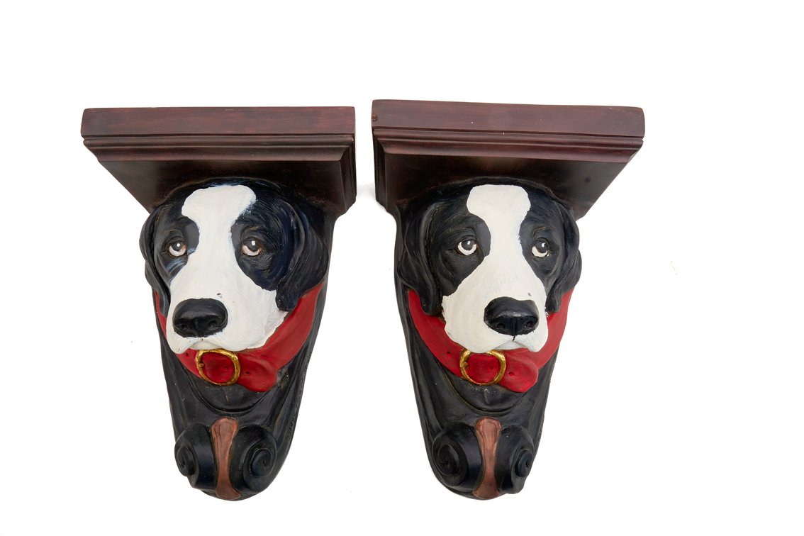 Pair of 1995 Telle N. Stein Dog Wall Shelves