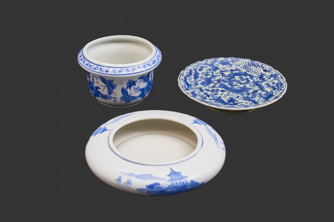 Three (3) Vtg Chinese Porcelain Assorted Items