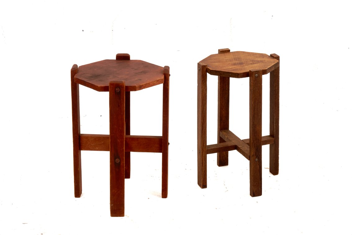 Two (2) Solid Wood Octagon-Shaped Plant Stands