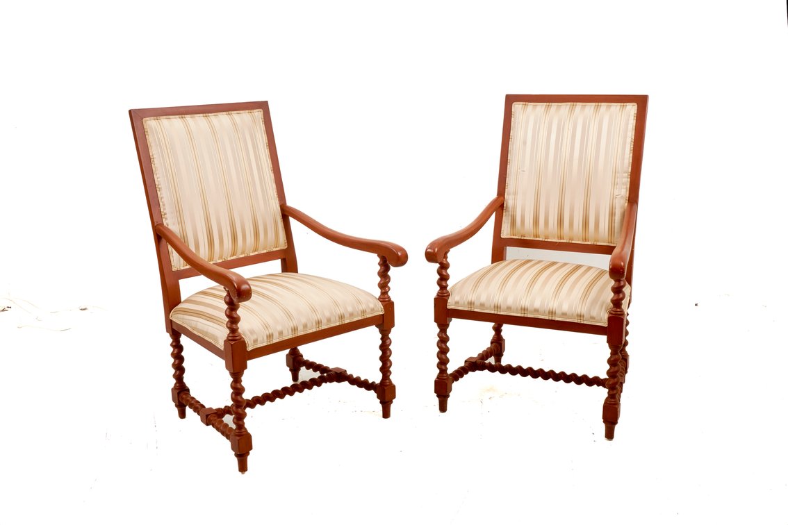 Pair of Vintage Jacobean Revival Armchairs
