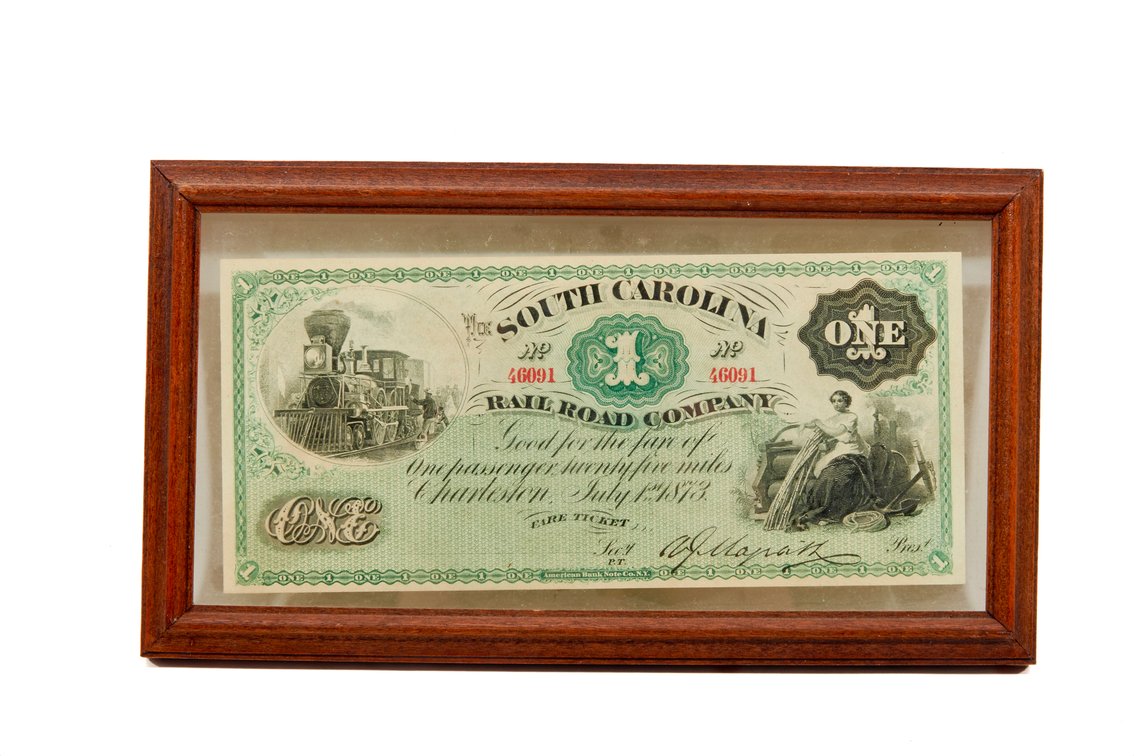 1873-South Carolina Railroad Company-1 Fare Ticket