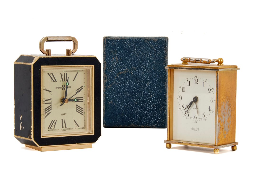 Pair of Travel Alarm Clocks- Concord & H. Miller