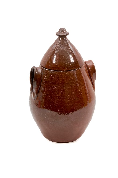 Jugtown Ware Brown Glazed Stoneware Cracker Jar