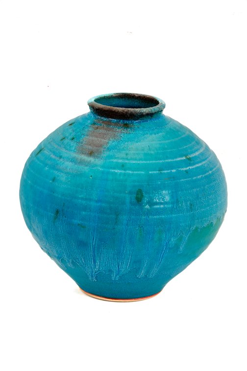 Turquoise Double Glazed Studio Pottery Vase