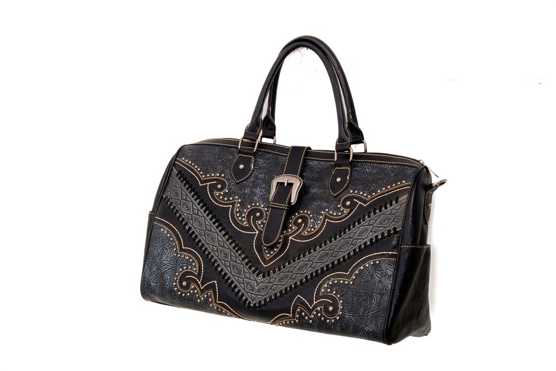 Montana West Faux Leather Embossed Duffel Bag