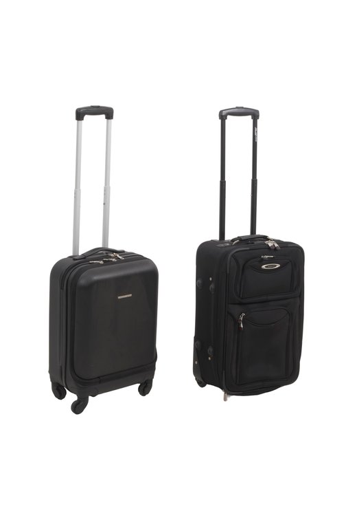 Two Black Hardside & Softside Rolling Suitcases