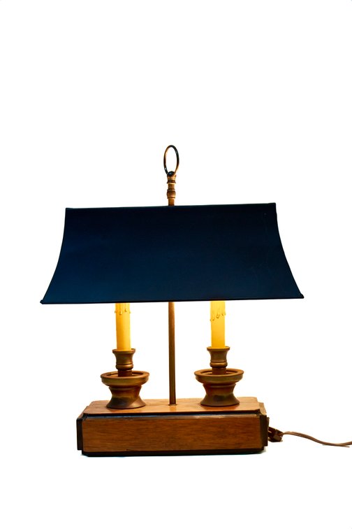 Vintage Double Candlestick Library Desk Lamp