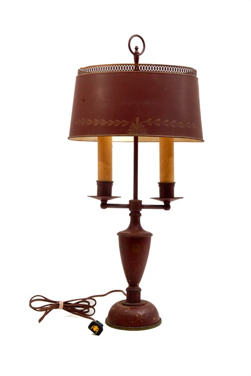 Vintage Toleware Bouillotte Two-Light Desk Lamp