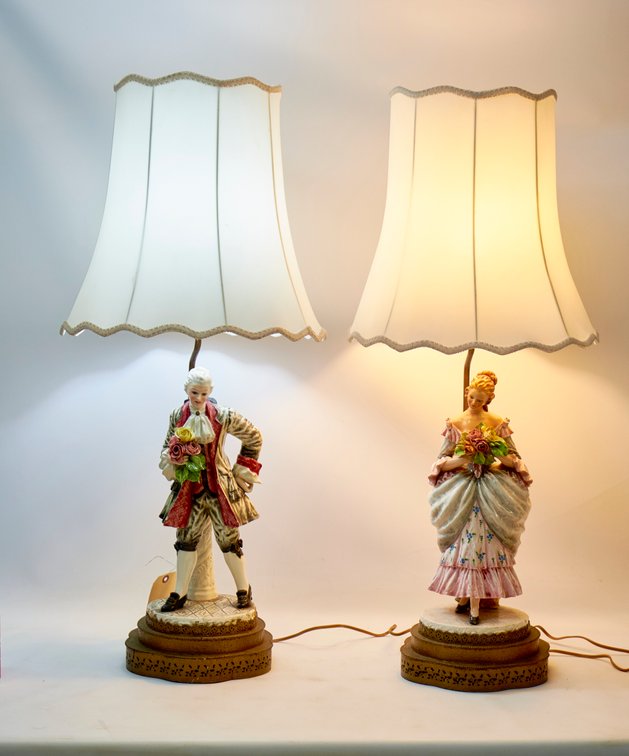 Carlos Mollica Signed Capodimonte Porcelain Lamps