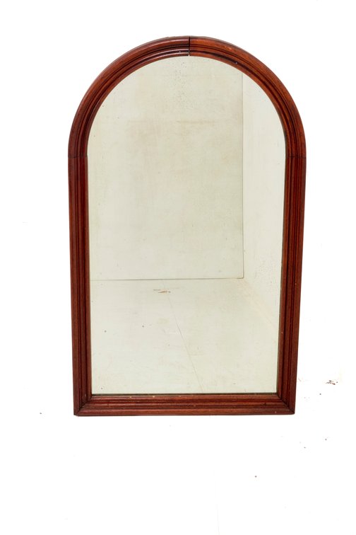 Arched Wood-Framed Wall Mirror