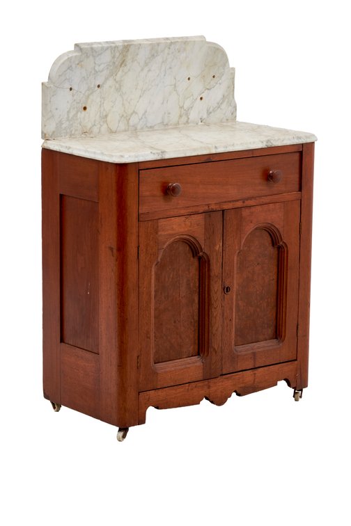 Marble Top Wooden Washstand with Backsplash