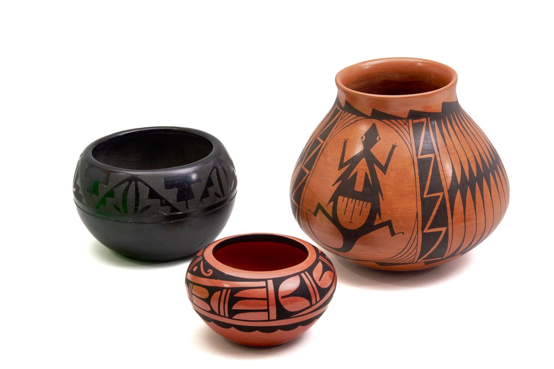 3pc Native Pueblo Pottery Bowls - Loretto, Black +