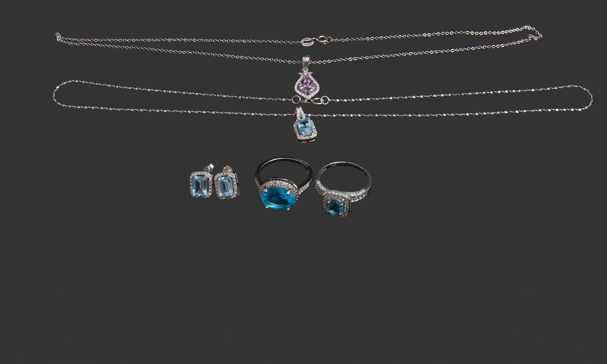 Sterling Silver & Blue Topaz Jewelry- 14.93 G