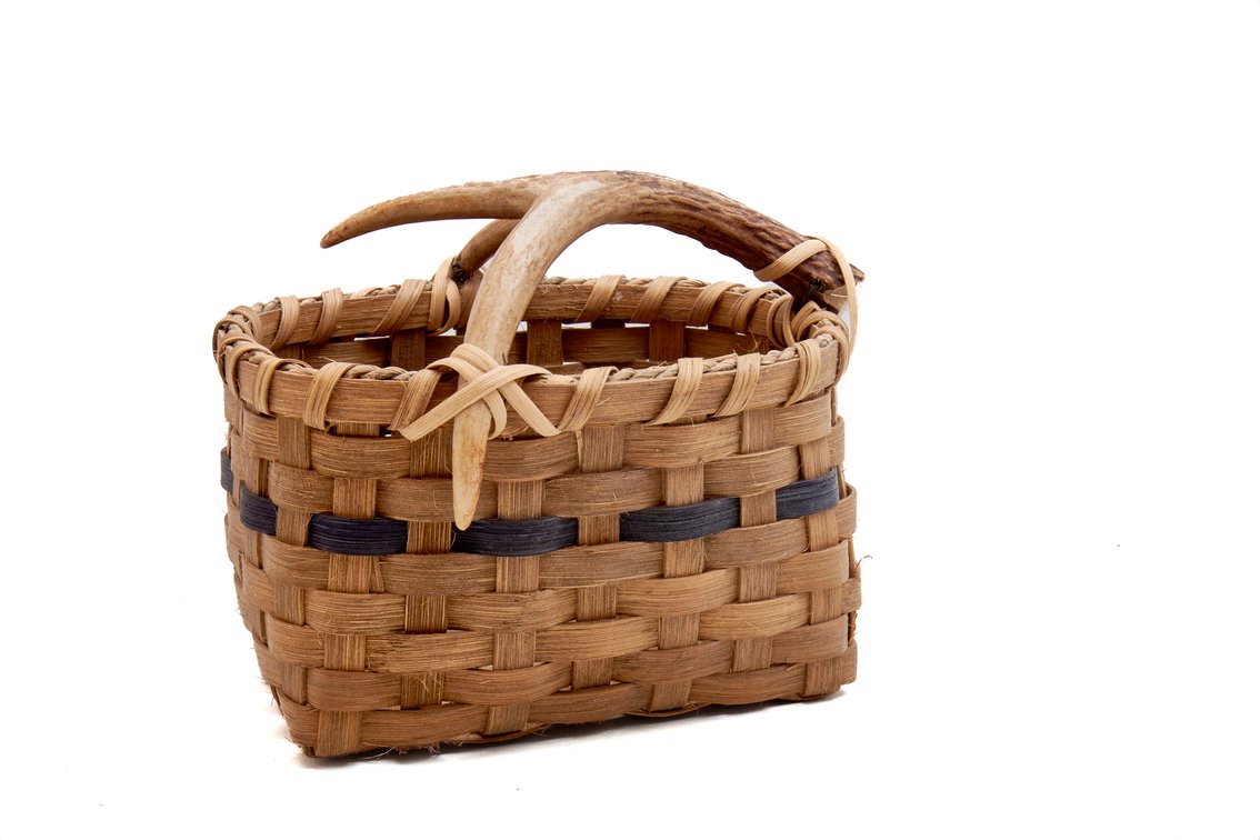 Antler Handle Split Basket w/Filled Woven Bottom