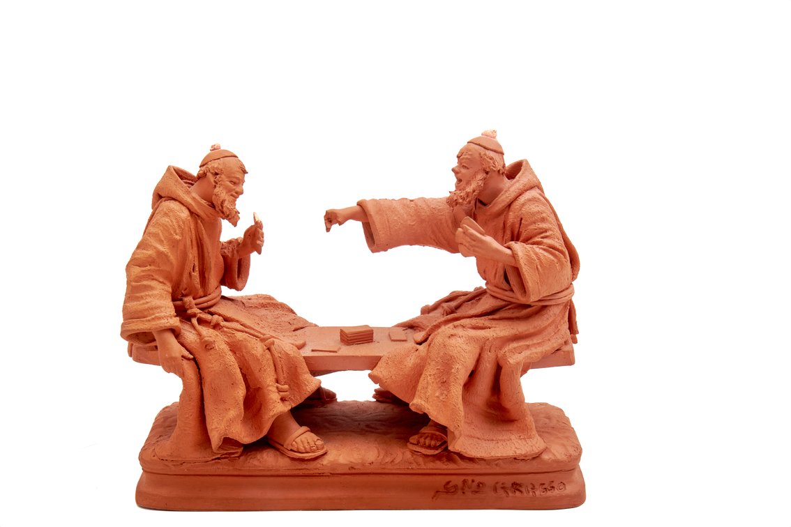 Grasso Signed Terracotta Franciscan Monks - Italy