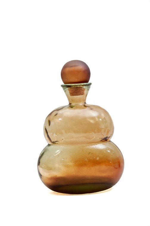 Mid Century Spanish Amber Brown Glass Decanter