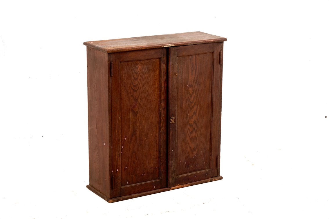 Wood Table Top Tool Cabinet with Brass Hardware