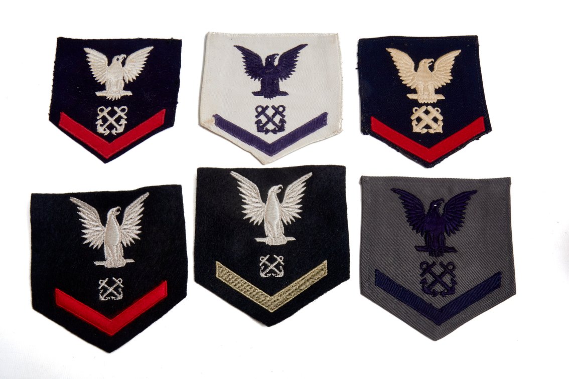 WWII 1940s US Navy Rating Badges, Set of 6