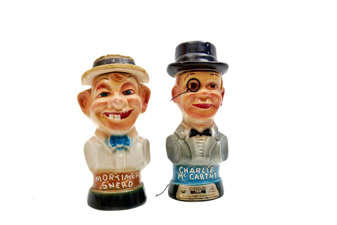 1976 Mortimer Snerd & Charlie McCarthy Decanters