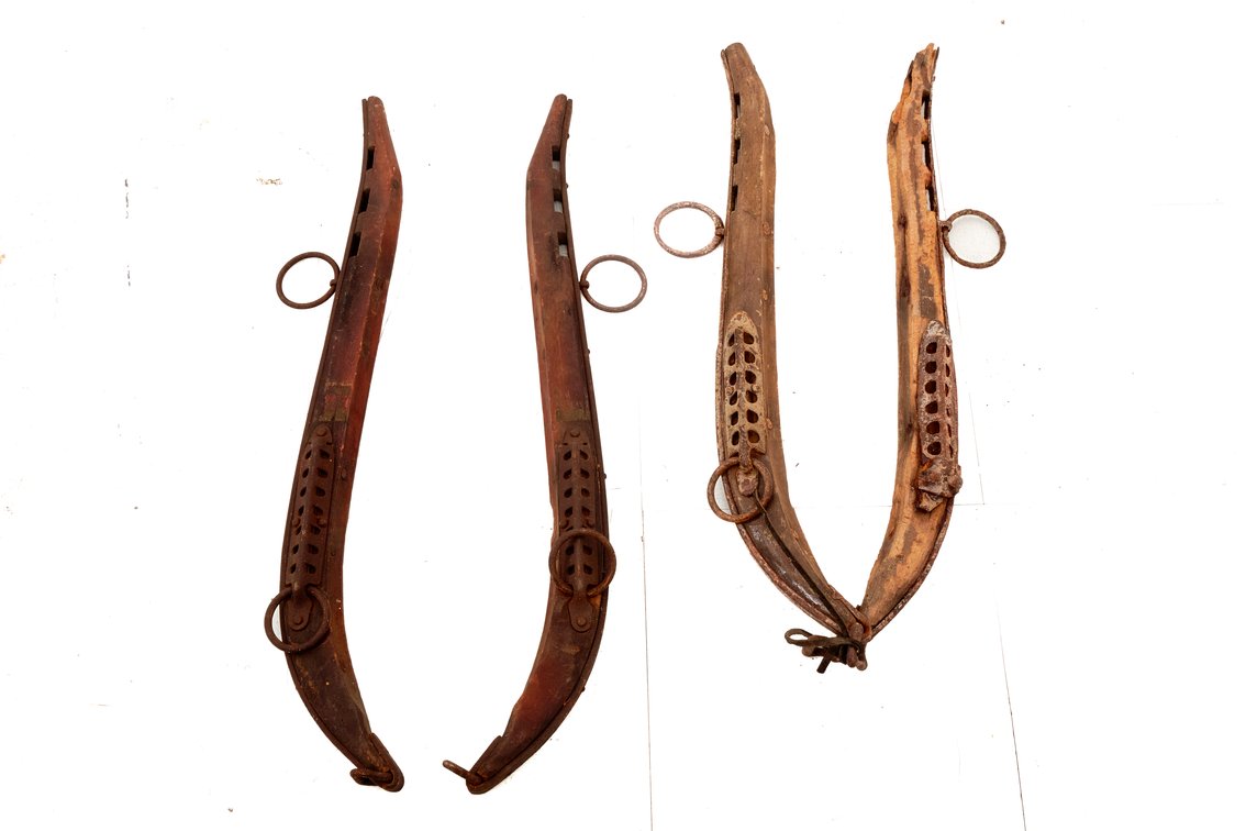 Four Antique Wooden and Iron Hames