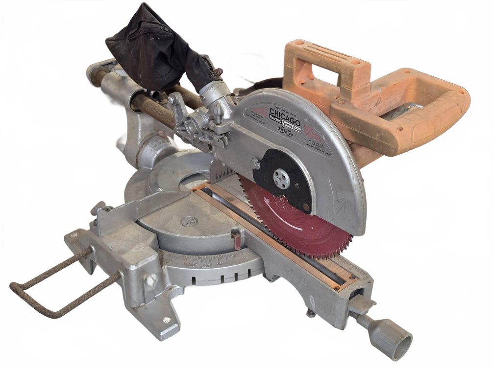 Chicago Electric 10" Compound Miter Saw, Powered On