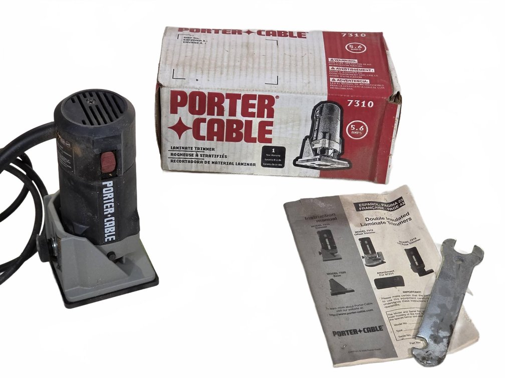 Porter-Cable 7310 Laminate Trimmer, Powered On, Box