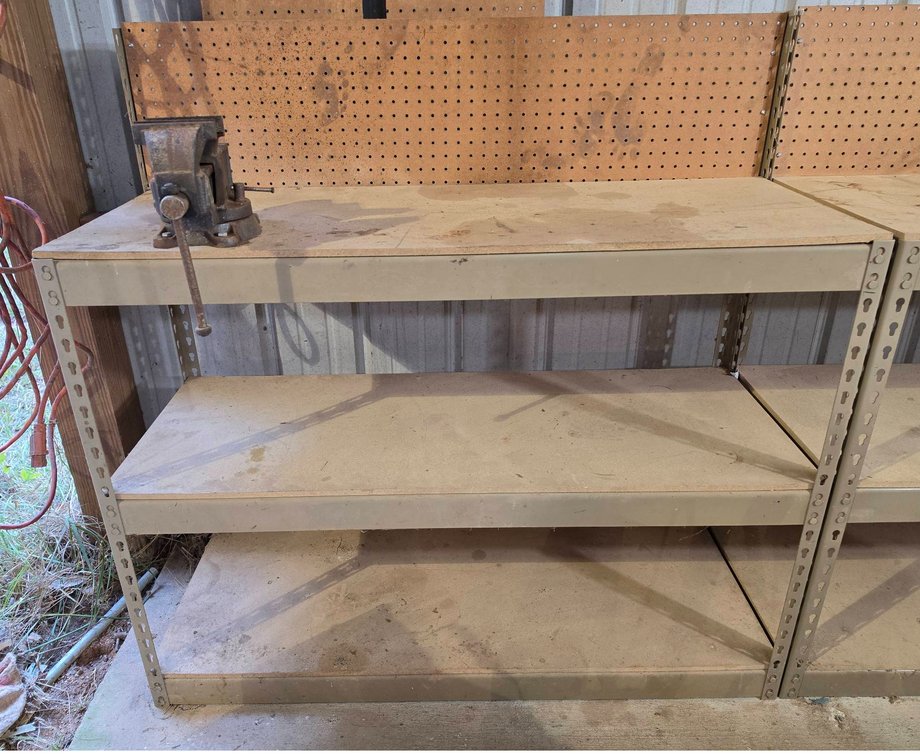 Workbench Shelf With Mounted Vise, 48x48x18 Inches