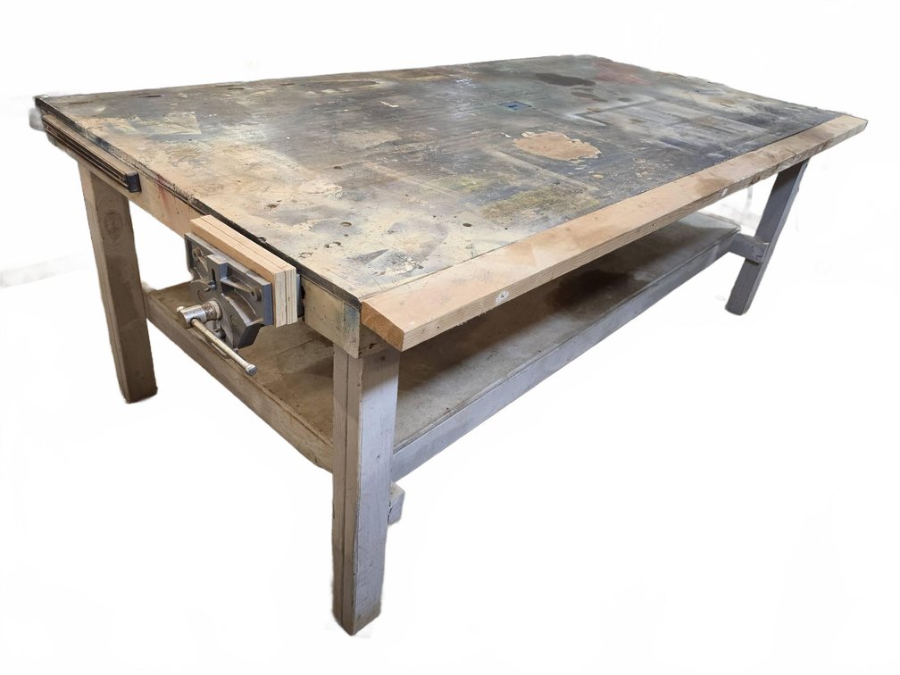 Large Heavy Duty Workbench with Shelf and Vise