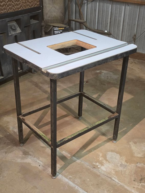 Metal Work Table With T-Slot Top and Center Cutout