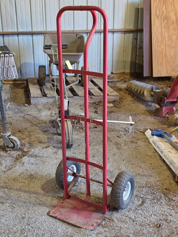 Red Metal Hand Truck with Pneumatic Tires