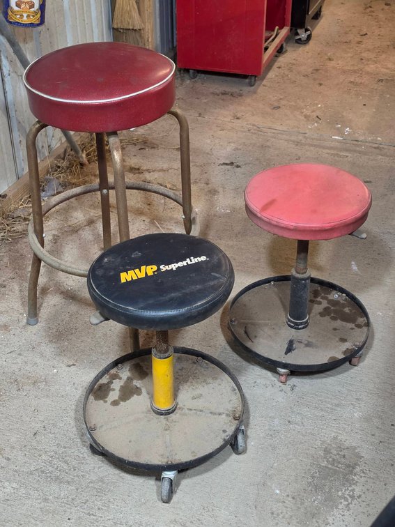 Three Adjustable and Fixed Metal Stools