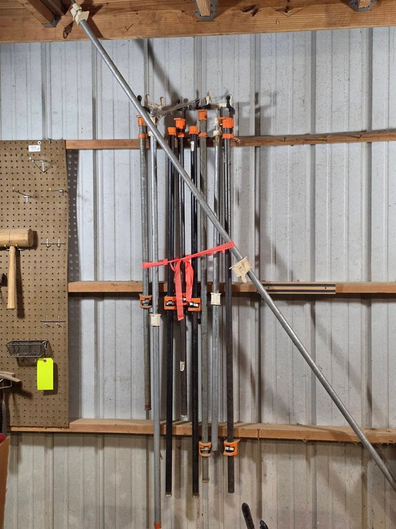 9 Assorted Pipe Clamps up to 10 Feet Long
