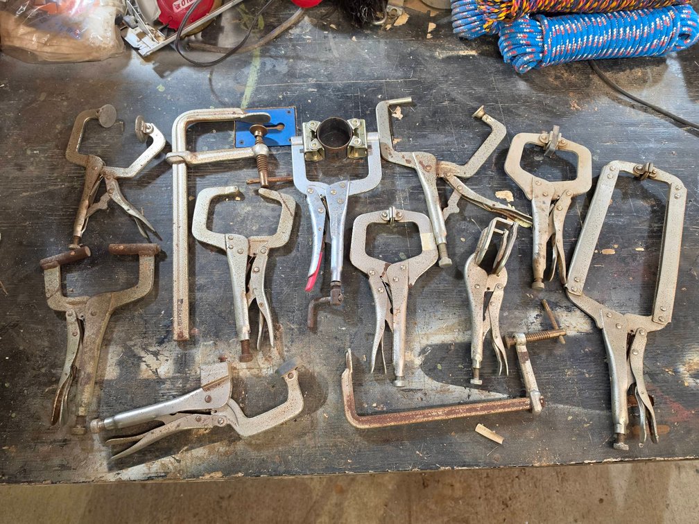 12 Metal Locking and C-Clamps Assorted Sizes