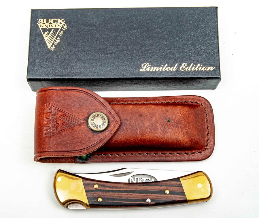 Buck B110 Folding Hunter Knife w/Sheath, NKCA IOB