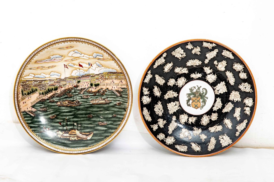 2 Large European Ceramic Art Plates