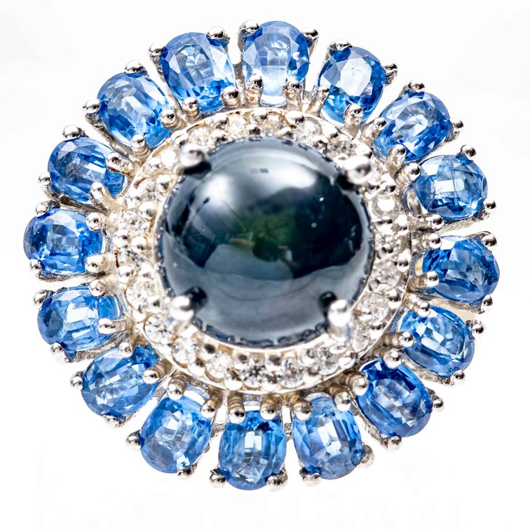 Blue Star Sapphire & Sterling Ring- 7.2 G