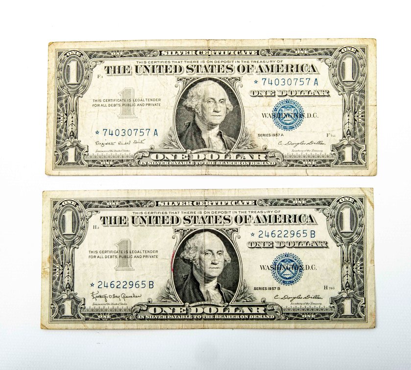 1957 A & B Series Blue Seal $1 Silver Certificates