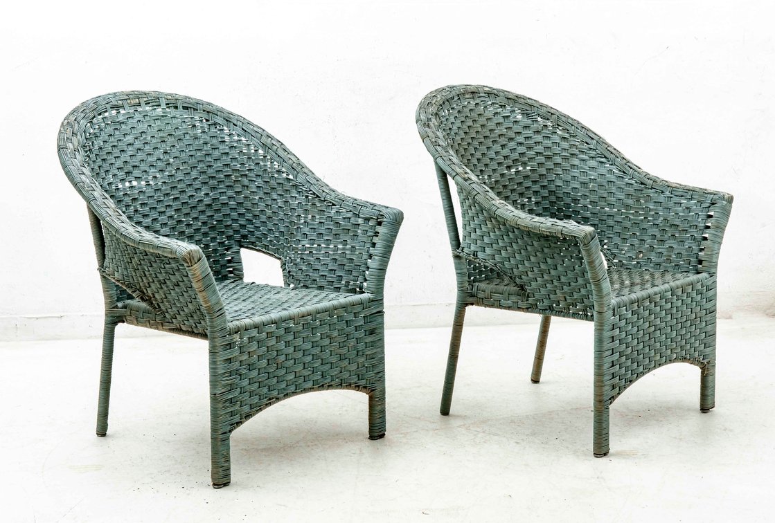 Pair of Wicker Outdoor Arm Chairs