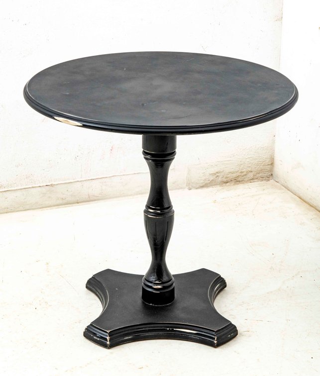 Round Black Wooden Pedestal Table