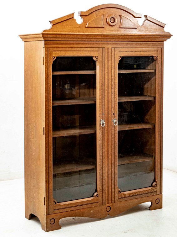 Tiger Oak Cabinet Double Locked* Glass Doors