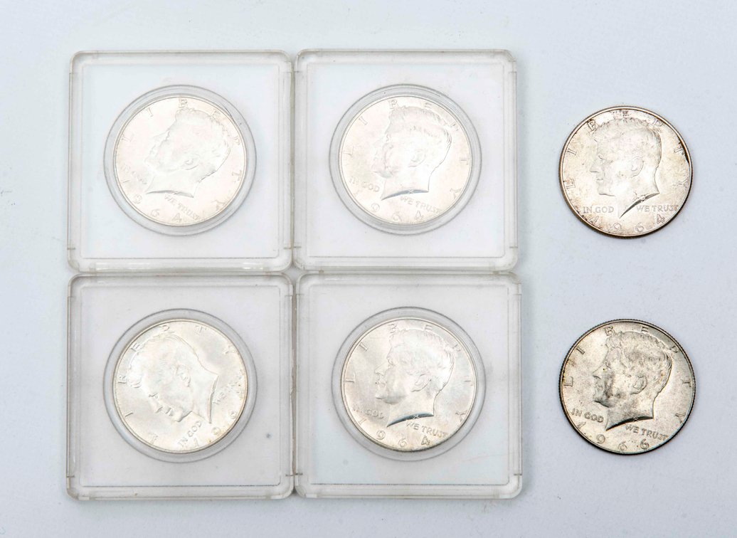 6 x Silver Kennedy Half Dollars