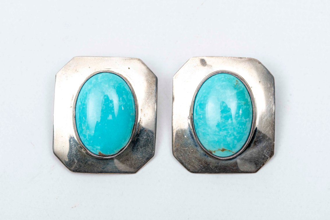 Turquoise & Sterling Earrings- Inca, Zuni