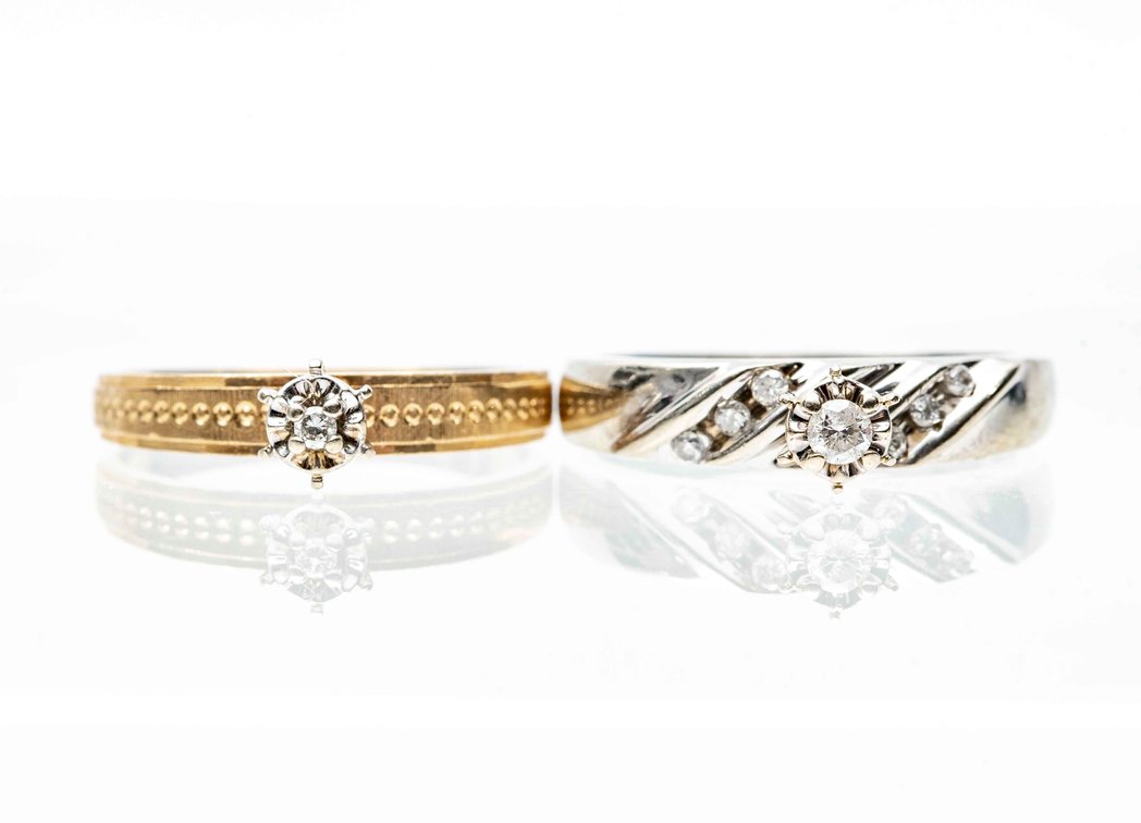 Two- 10K Gold & Diamond Solitaire Rings