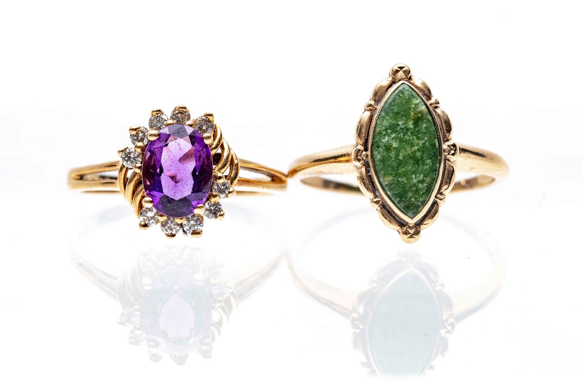 Two- Yellow Gold Rings- 5.4 G