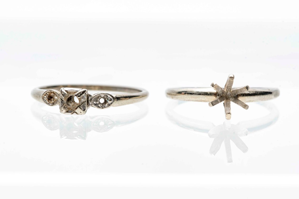Two- 14K White Gold Rings- 3.4 G