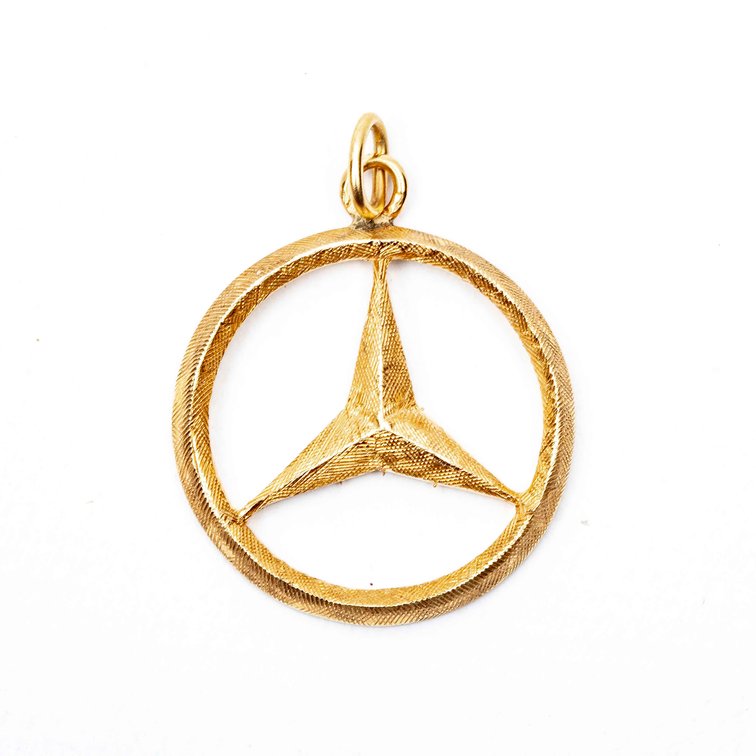 14K Gold Mercedes Pendant- 3.3 G