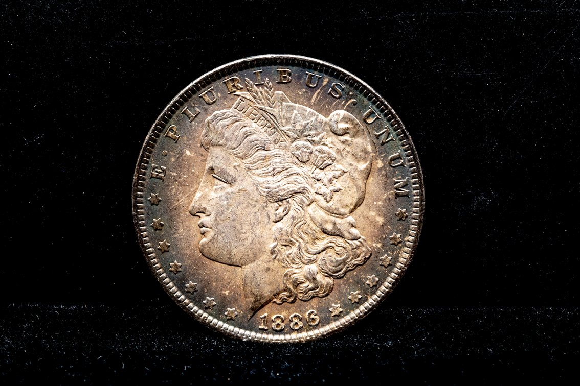1886 Morgan Silver Dollar with overall toning