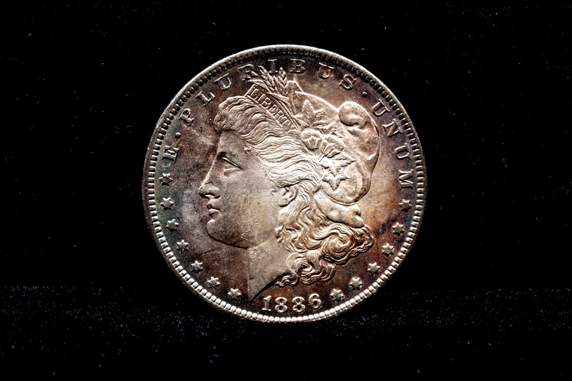 1886 Morgan Silver Dollar with overall toning
