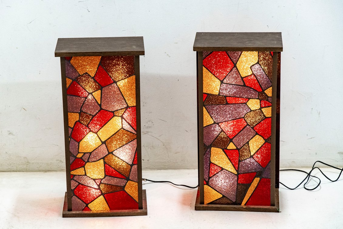 Two- 70's Sound Responsive Light Cabinets